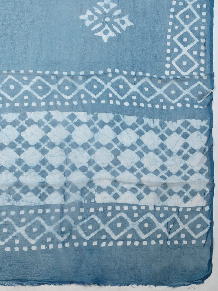 Teal Blue Embroidery Cotton Blend Unstitched Dress Material