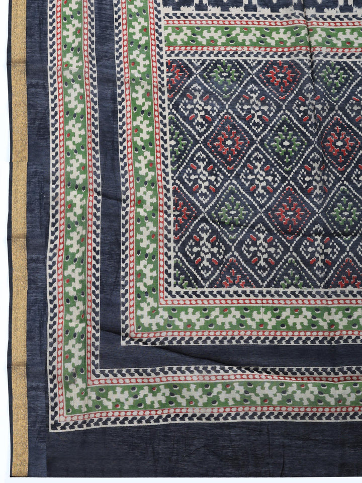 Black Embroidered Cotton Blend Unstitched Suit &amp; Pant With Cotton Dupatta