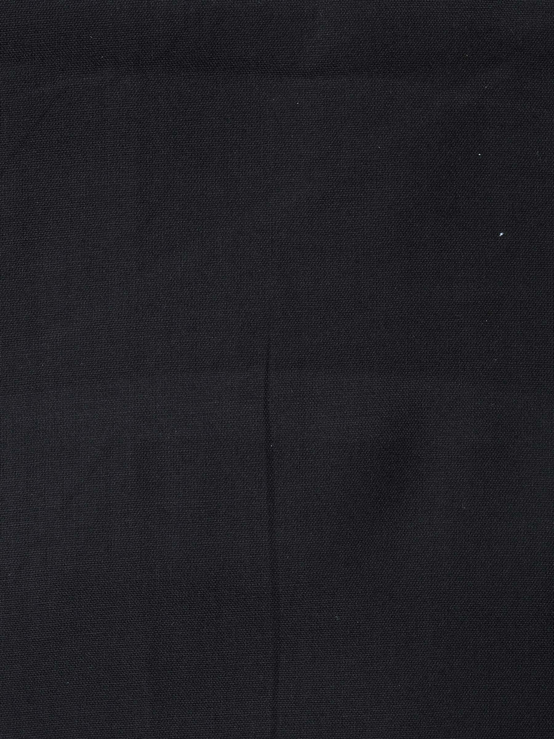 Black Embroidered Cotton Blend Unstitched Suit &amp; Pant With Cotton Dupatta