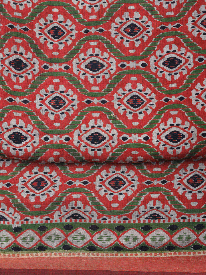Maroon Embroidered Cotton Blend Unstitched Suit &amp; Pant With Cotton Dupatta