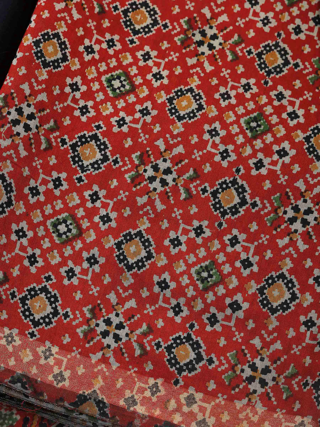 Maroon Printed Cotton Blend Unstitched Suit &amp; Pant With Cotton Dupatta