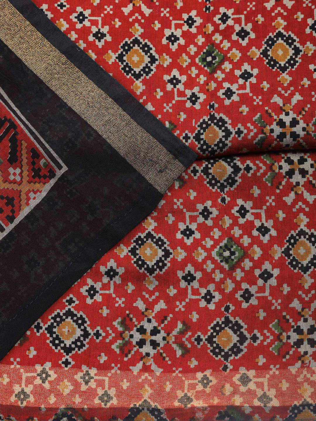 Maroon Printed Cotton Blend Unstitched Suit &amp; Pant With Cotton Dupatta
