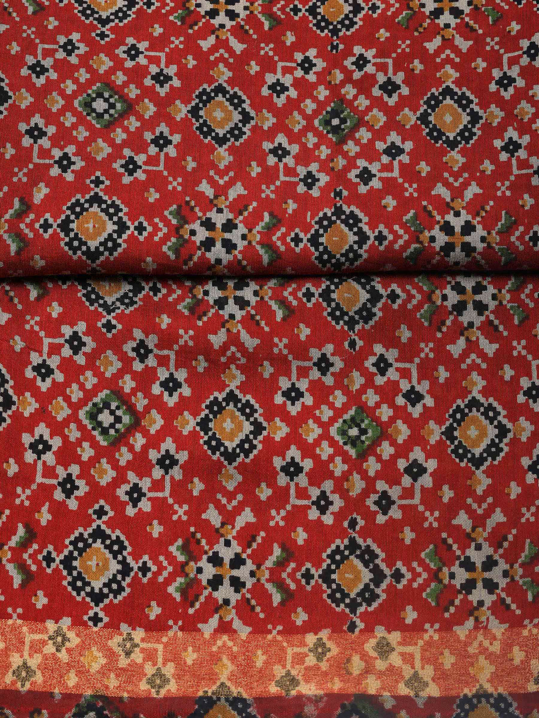 Maroon Printed Cotton Blend Unstitched Suit &amp; Pant With Cotton Dupatta