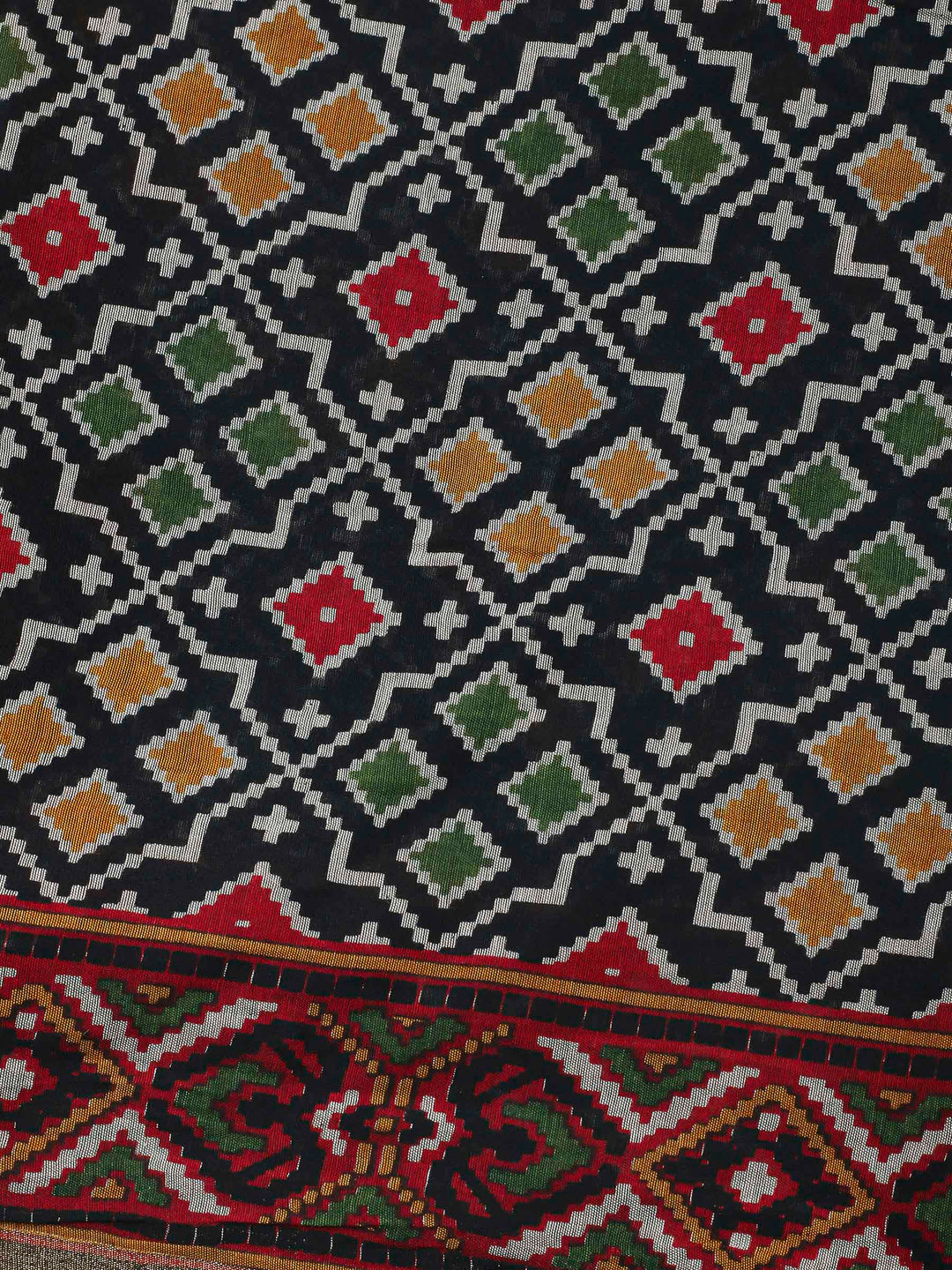 Black Printed Cotton Blend Unstitched Dress Material