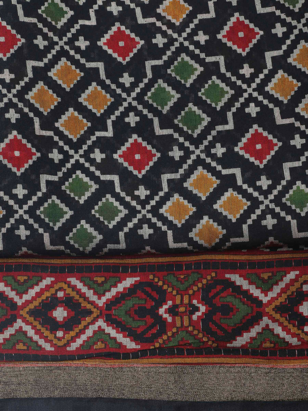 Black Printed Cotton Blend Unstitched Dress Material