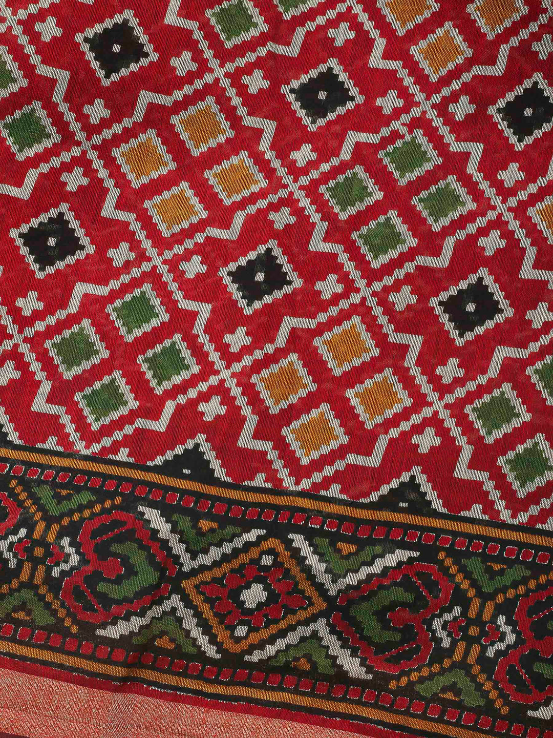 Maroon Printed Cotton Blend Unstitched Dress Material