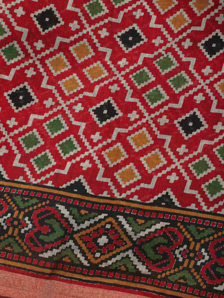 Maroon Printed Cotton Blend Unstitched Dress Material