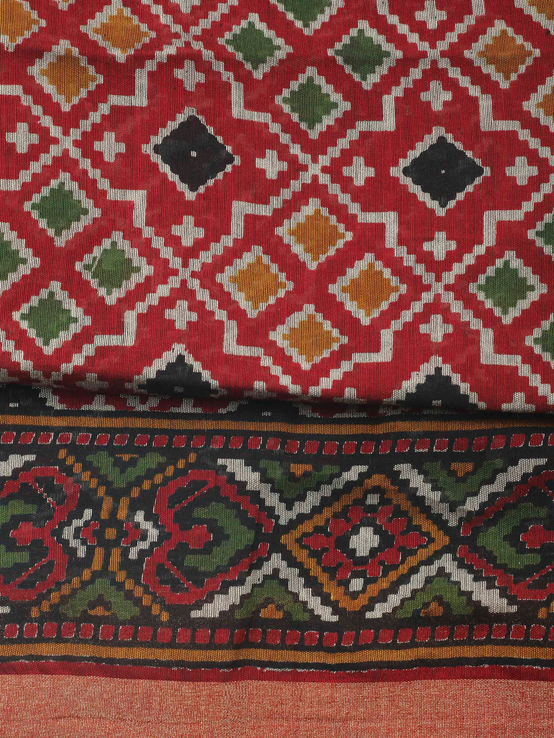 Maroon Printed Cotton Blend Unstitched Dress Material