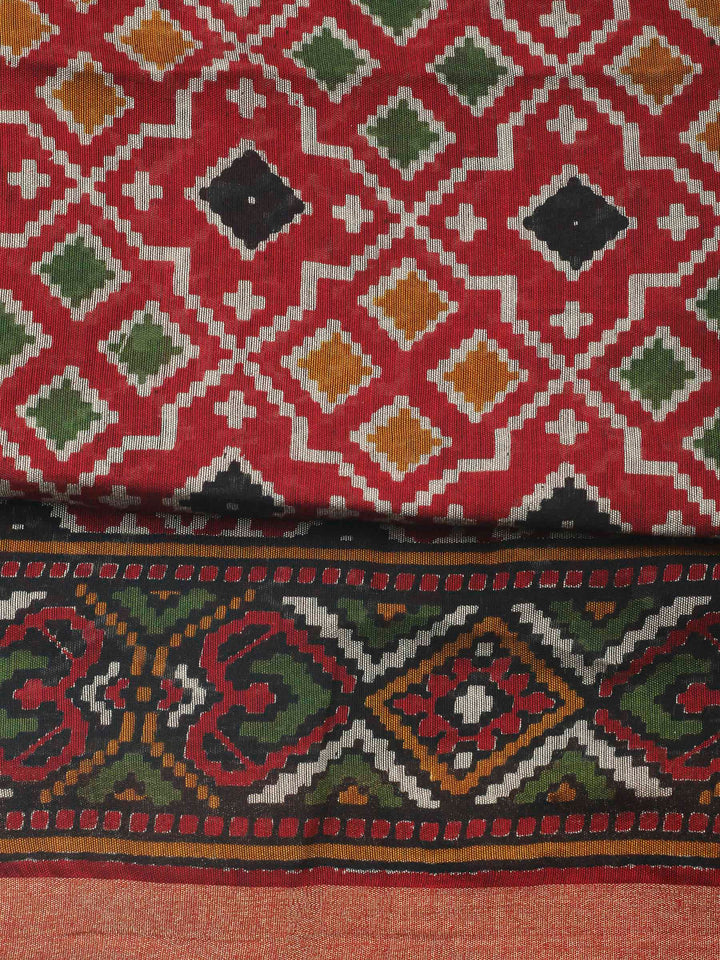 Maroon Printed Cotton Blend Unstitched Dress Material