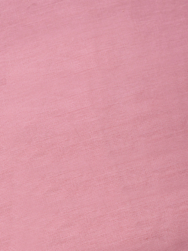 Pink Printed Cotton Blend Unstitched Suit &amp; Pant With Cotton Dupatta