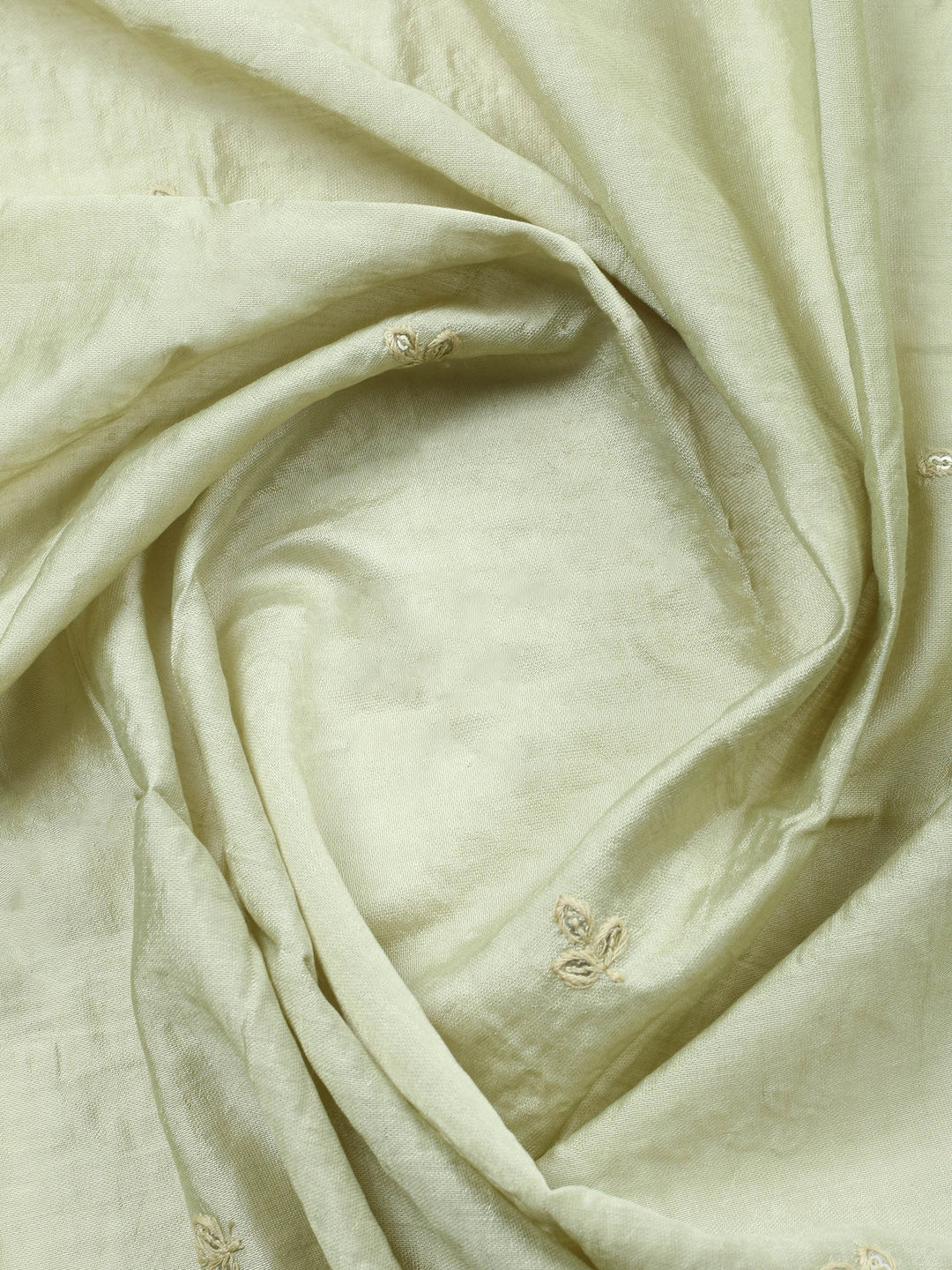 Pista Green Printed Cotton Blend Unstitched Suit &amp; Pant With Cotton Dupatta