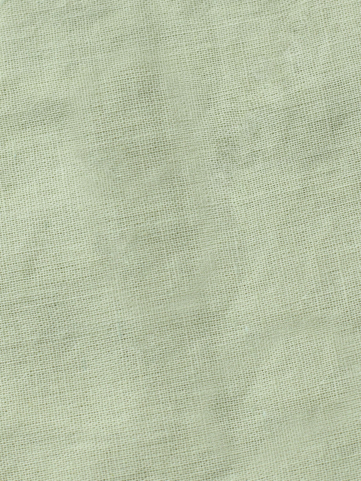 Pista Green Printed Cotton Blend Unstitched Suit &amp; Pant With Cotton Dupatta