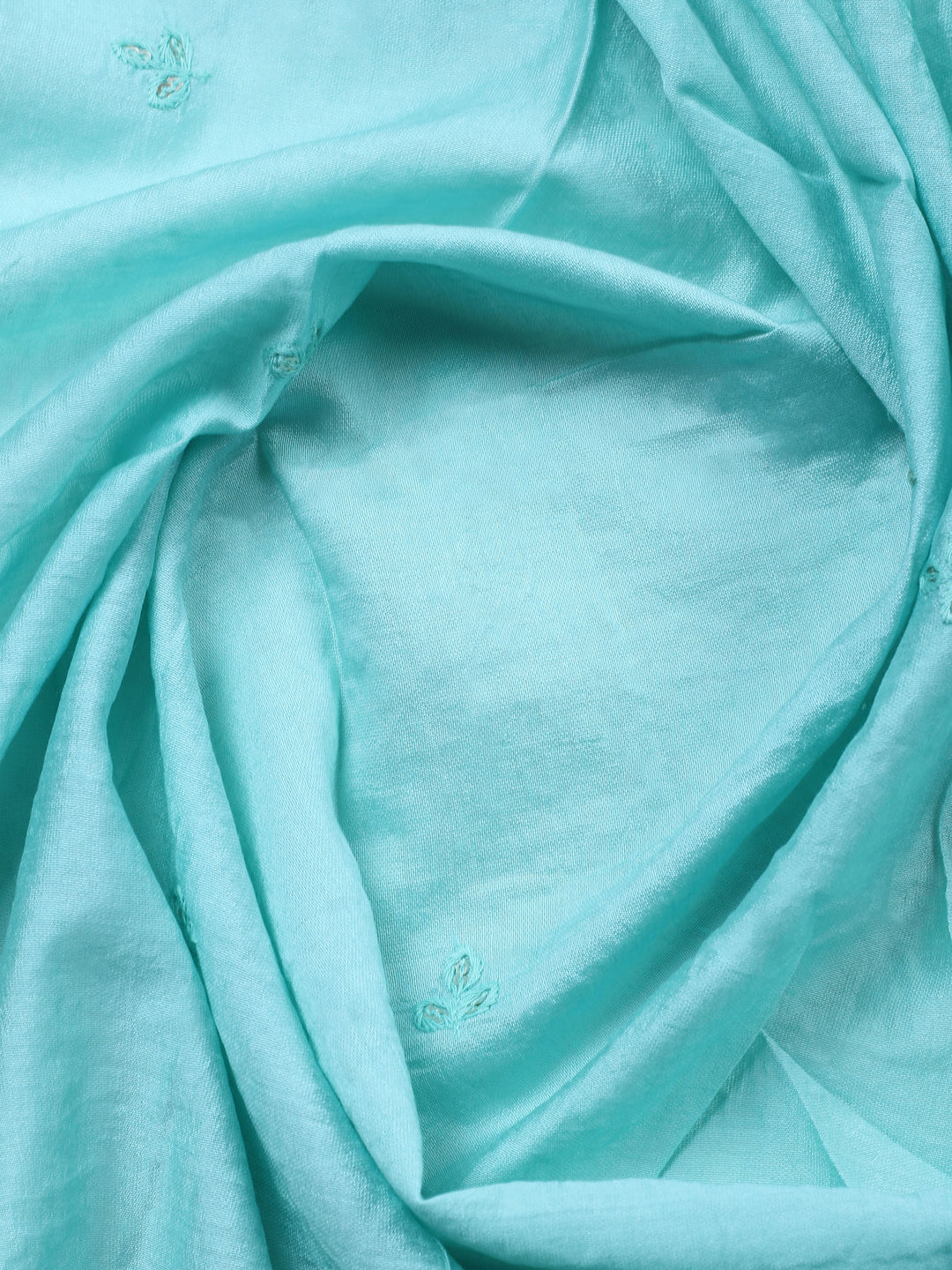 Sea Green Printed Cotton Blend Unstitched Suit &amp; Pant With Cotton Dupatta
