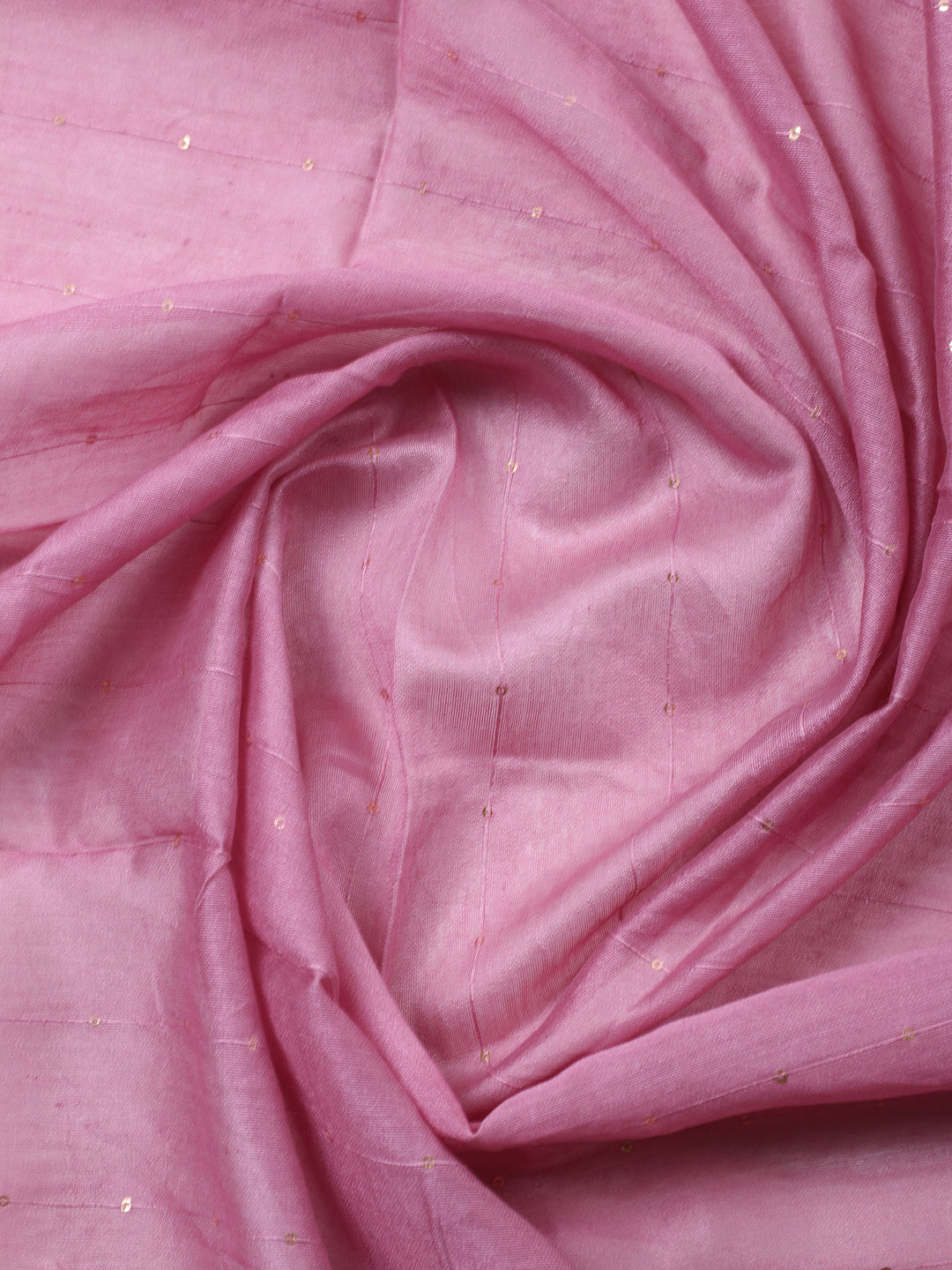 Pink Embroidered Cotton Blend Unstitched Suit &amp; Pant With Cotton Dupatta