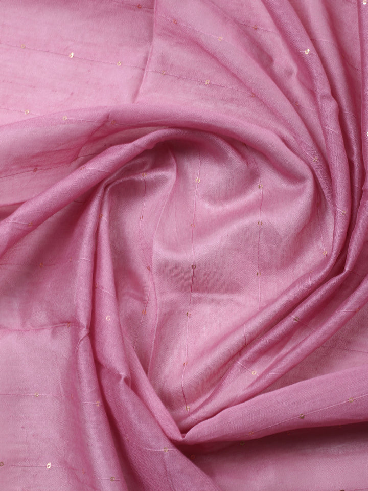 Pink Embroidered Cotton Blend Unstitched Suit &amp; Pant With Cotton Dupatta