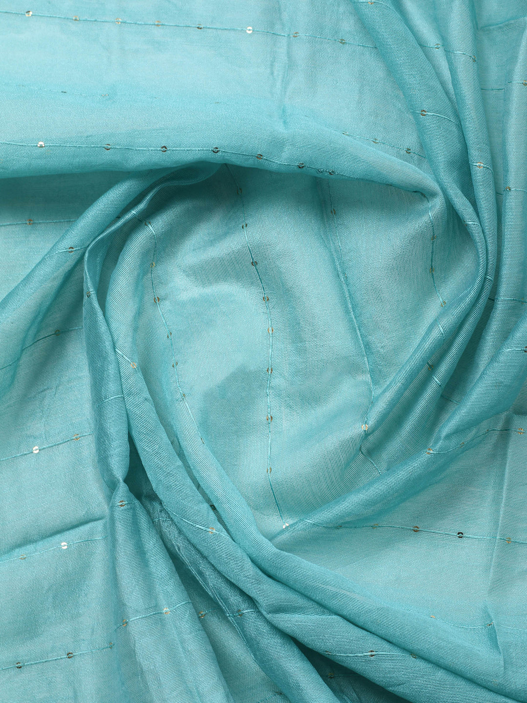 Sea Green Embroidered Cotton Blend Unstitched Suit &amp; Pant With Cotton Dupatta