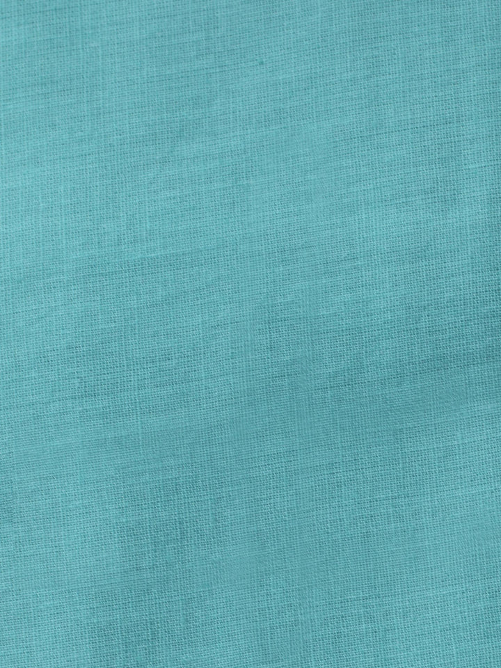 Sea Green Embroidered Cotton Blend Unstitched Suit &amp; Pant With Cotton Dupatta