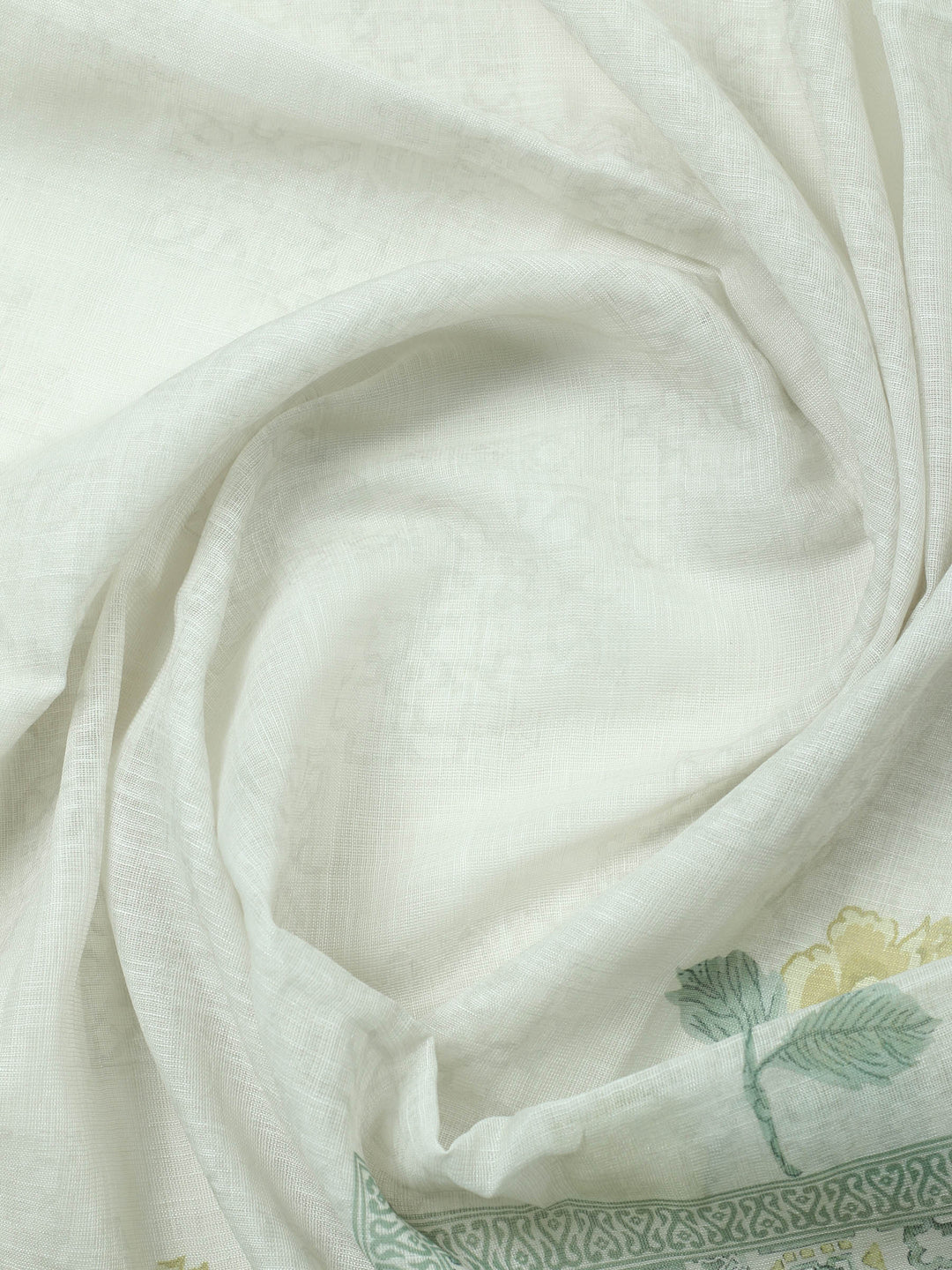 Aqua Green Printed Cotton Blend Unstitched Suit &amp; Pant With Chanderi Dupatta