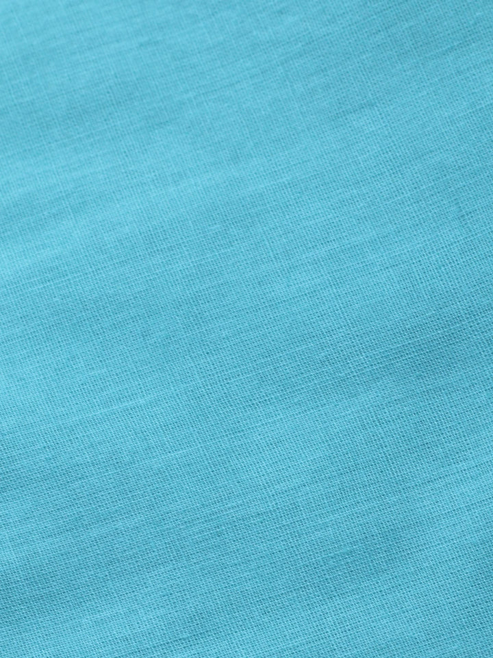 Sea Green Printed Cotton Blend Unstitched Suit &amp; Pant With Chanderi Dupatta