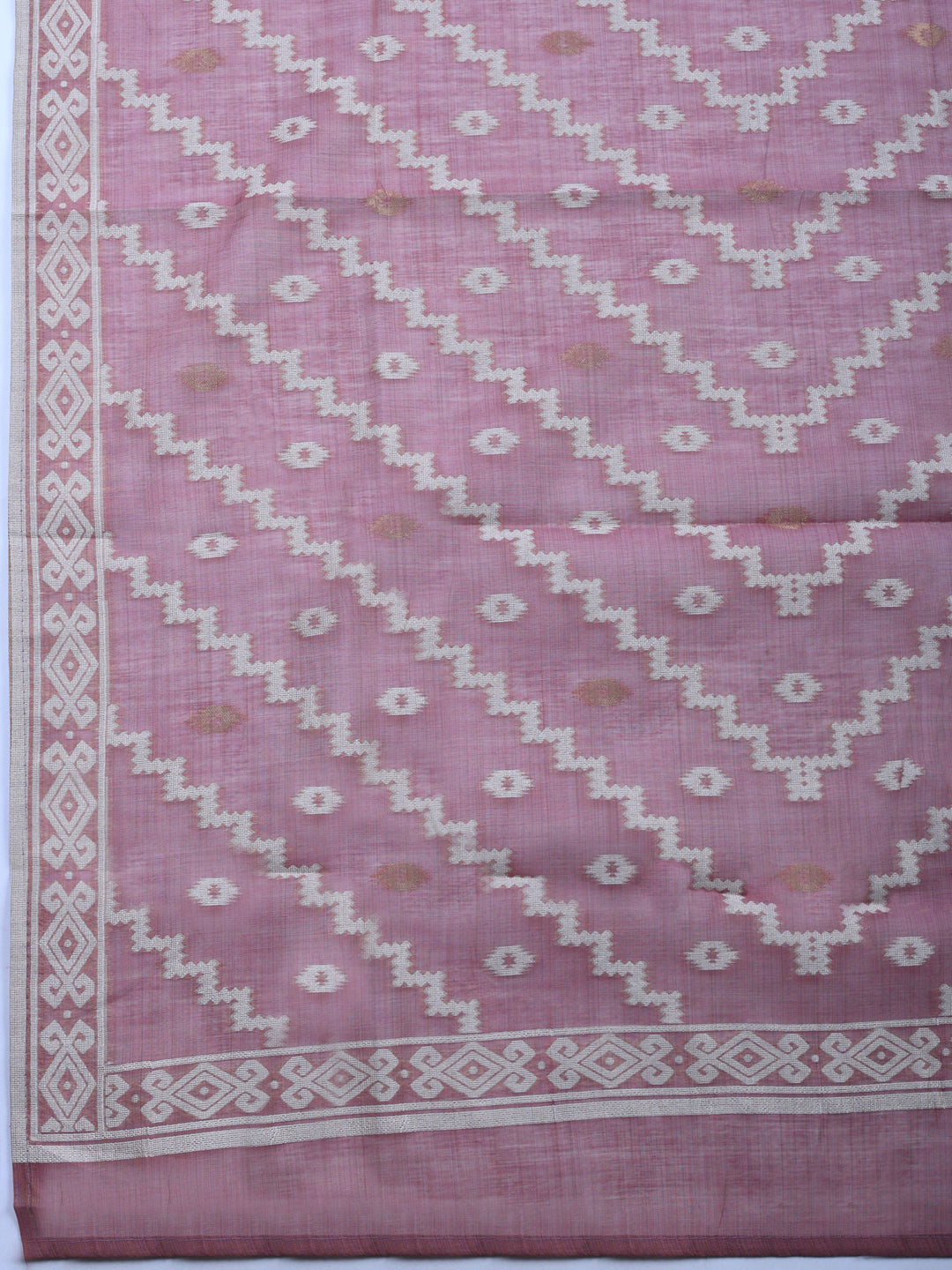 Lavender Embroidered Chanderi Unstitched Suit &amp; Pant With Chanderi Dupatta
