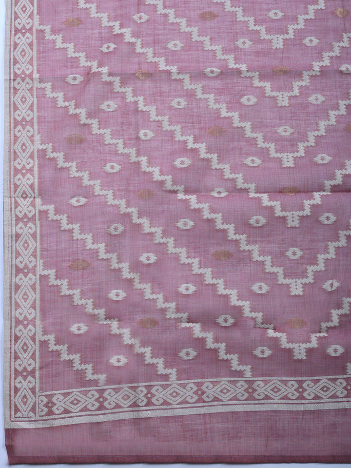 Lavender Embroidered Chanderi Unstitched Suit &amp; Pant With Chanderi Dupatta