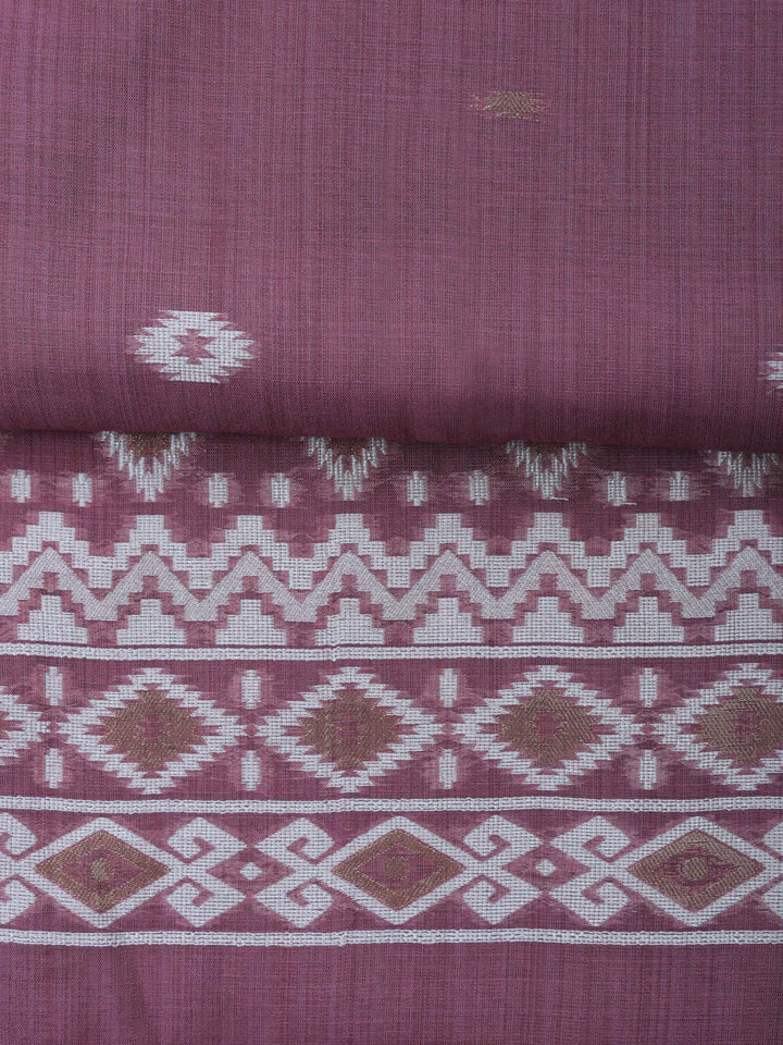 Lavender Embroidered Chanderi Unstitched Suit &amp; Pant With Chanderi Dupatta