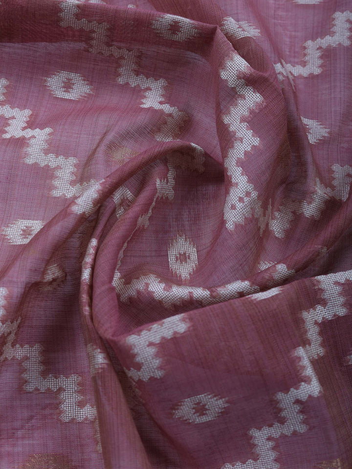 Lavender Embroidered Chanderi Unstitched Suit &amp; Pant With Chanderi Dupatta