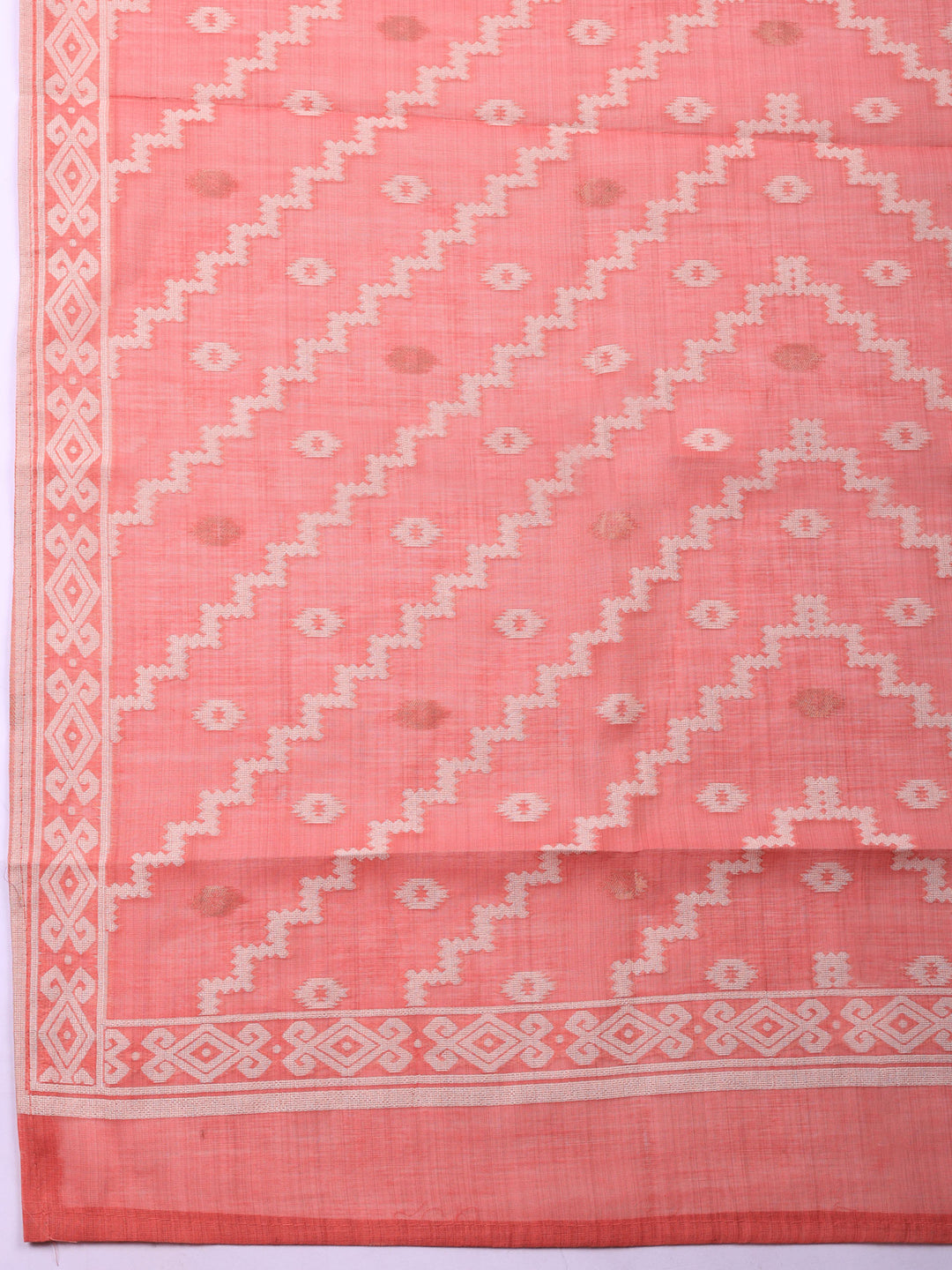 Pink Embroidered Chanderi Unstitched Suit &amp; Pant With Chanderi Dupatta