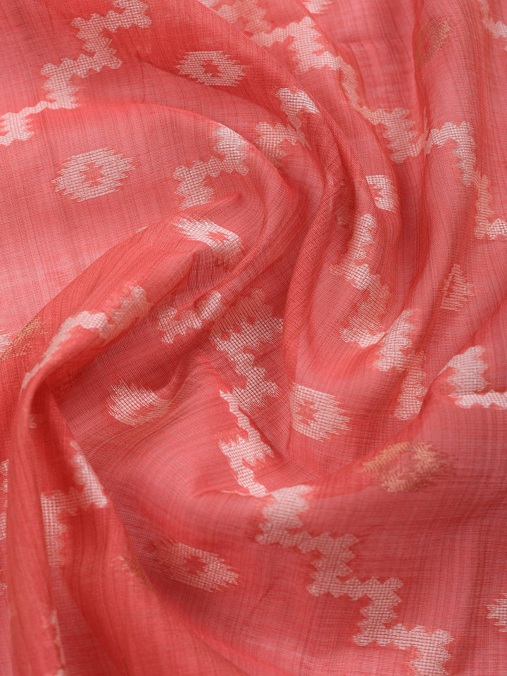 Pink Embroidered Chanderi Unstitched Suit &amp; Pant With Chanderi Dupatta