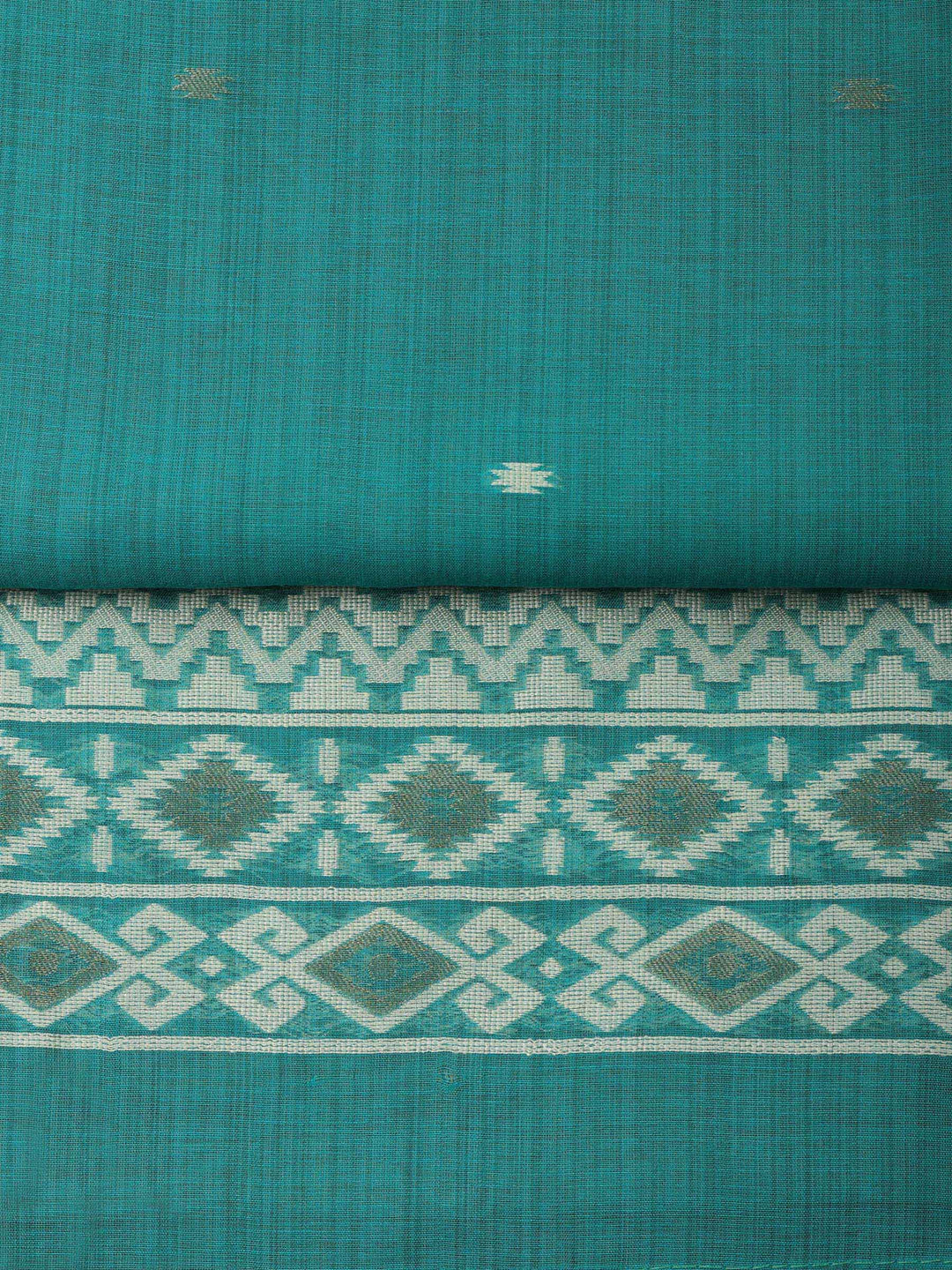 Sea Green Embroidered Chanderi Unstitched Suit &amp; Pant With Chanderi Dupatta