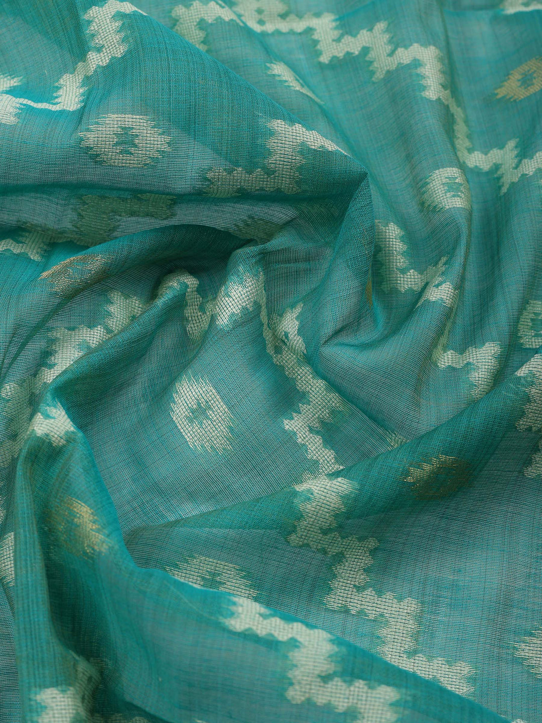 Sea Green Embroidered Chanderi Unstitched Suit &amp; Pant With Chanderi Dupatta
