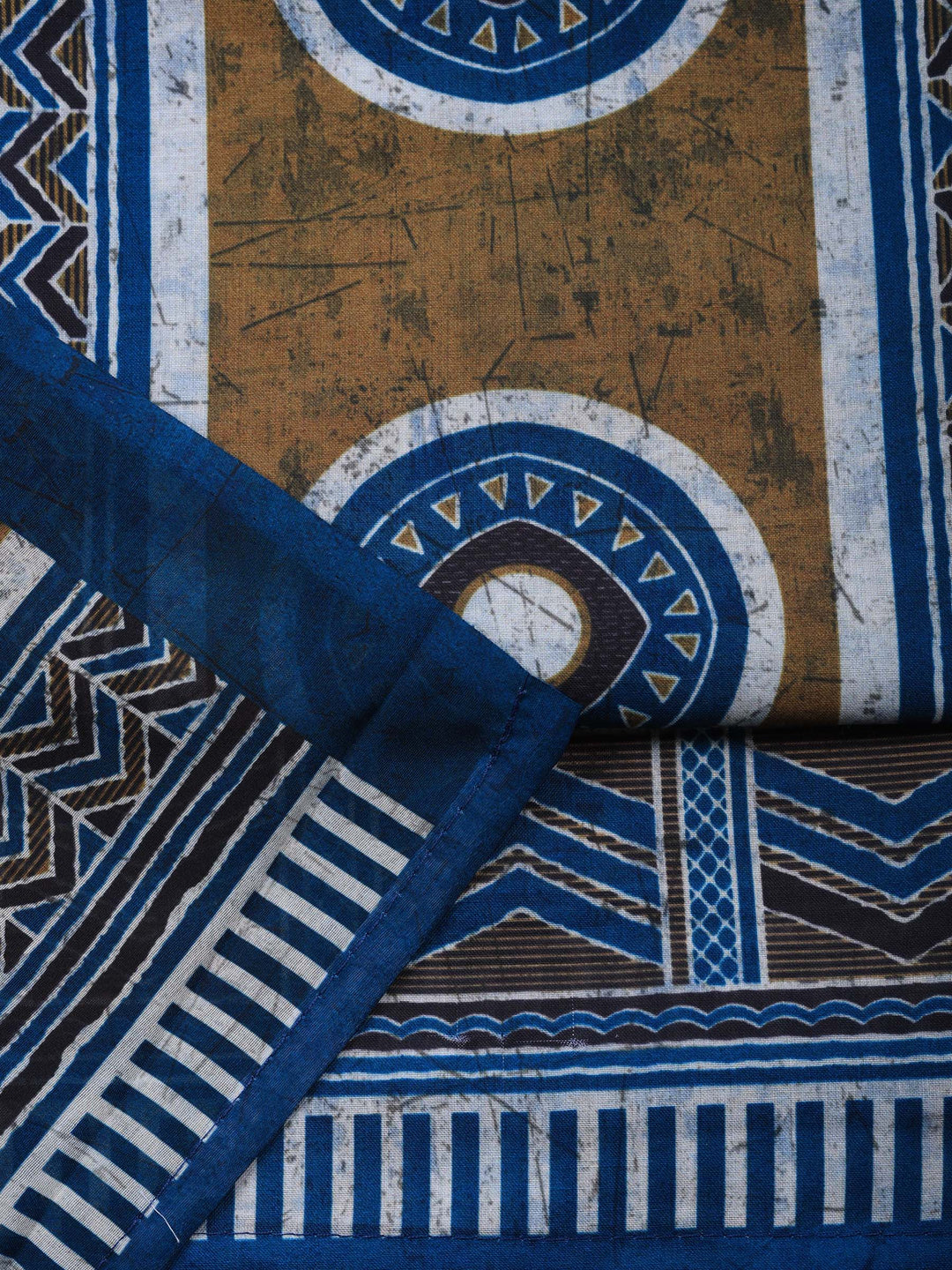Blue Embroidered Cotton Blend Unstitched Suit &amp; Pant With Cotton Dupatta