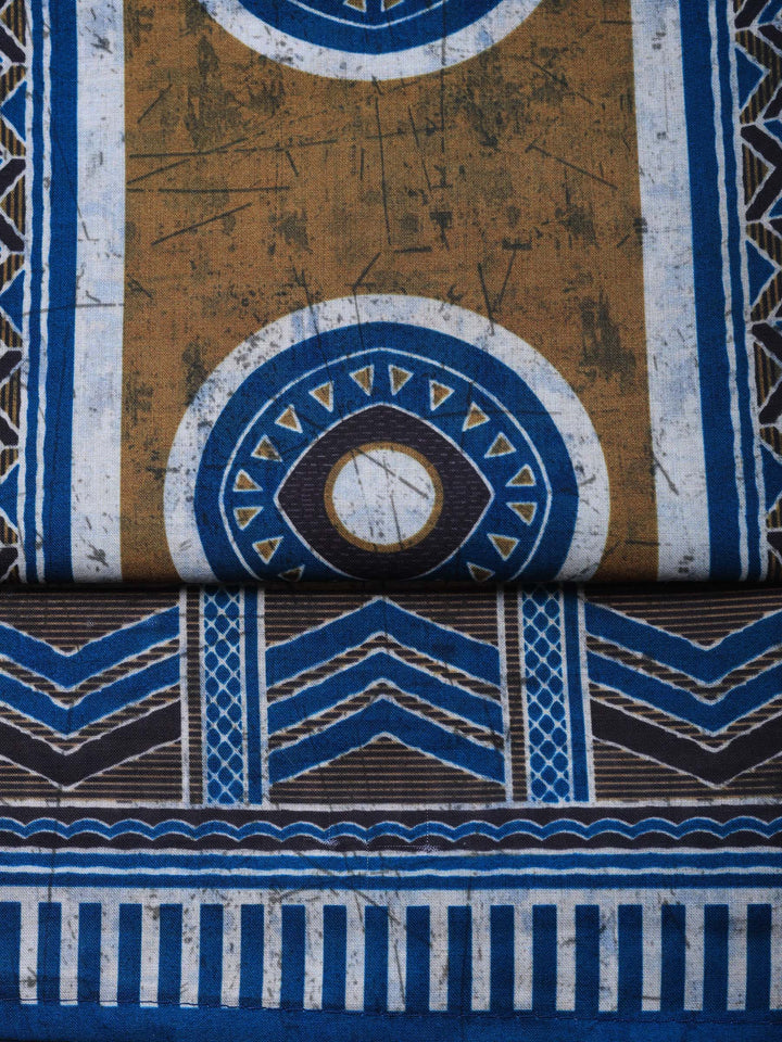 Blue Embroidered Cotton Blend Unstitched Suit &amp; Pant With Cotton Dupatta