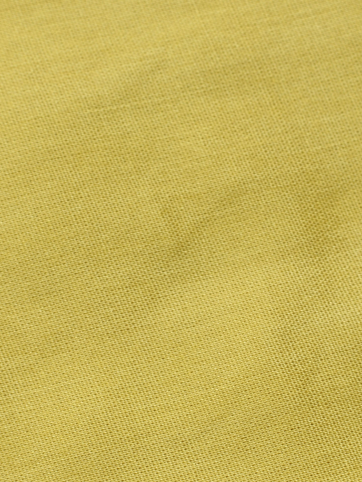 Mustard Printed Linen Blend Unstitched Suit &amp; Pant With Linen Dupatta