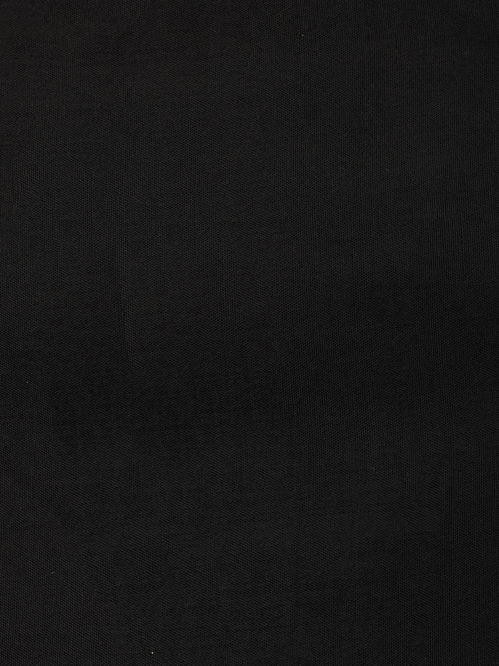 Black Printed Chanderi Unstitched Suit &amp; Pant With Chanderi Dupatta