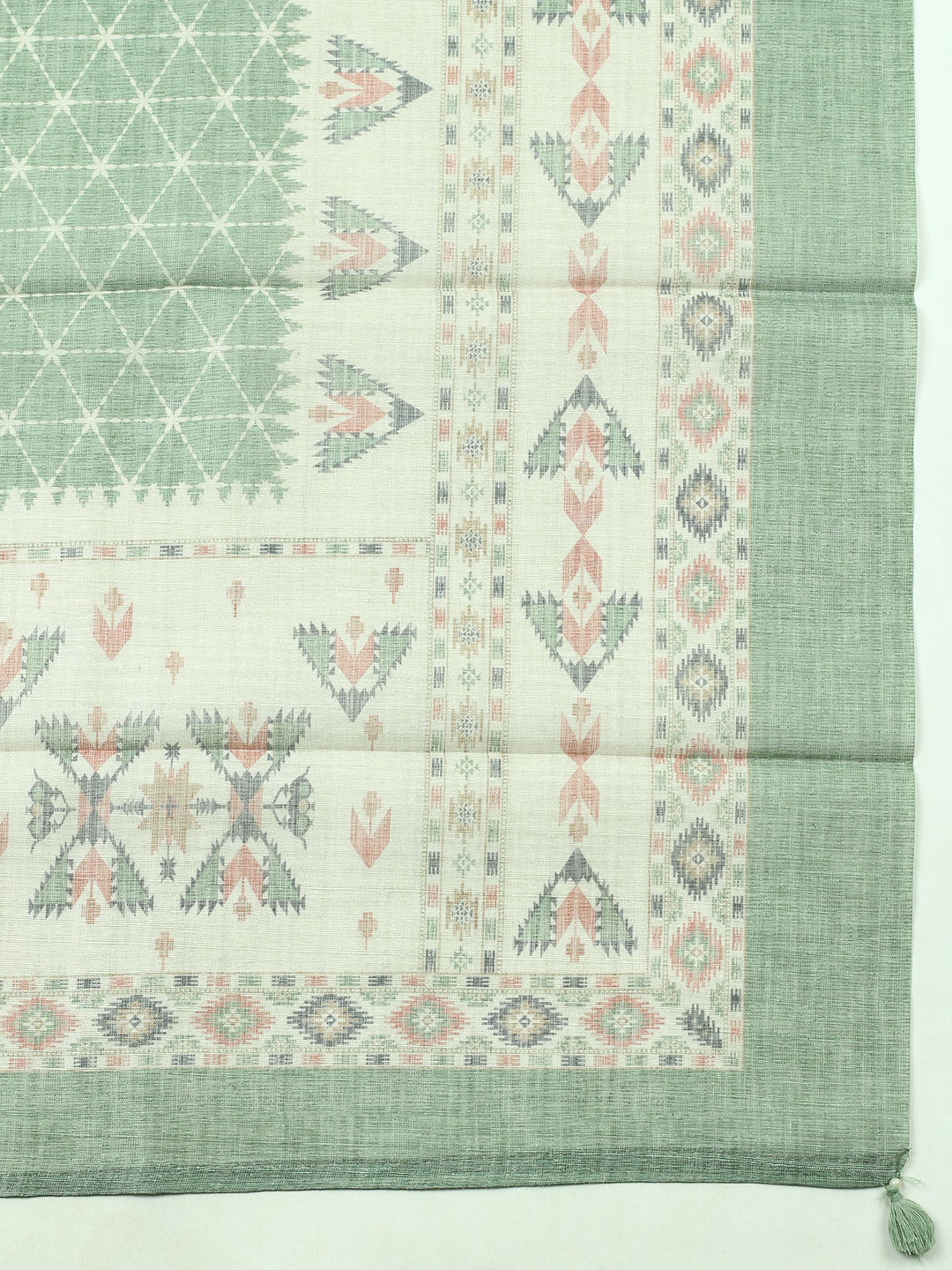 Green Printed Chanderi Unstitched Suit &amp; Pant With Chanderi Dupatta