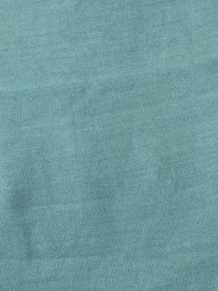 Aqua Blue Printed Chanderi Unstitched Suit &amp; Pant With Chanderi Dupatta