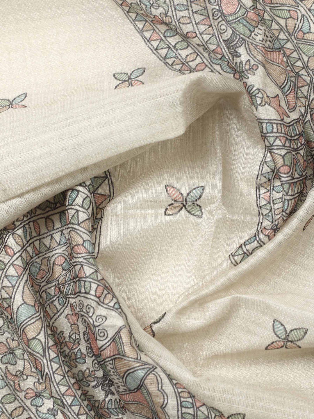 Dull Pink Printed Chanderi Unstitched Suit &amp; Pant With Chanderi Dupatta