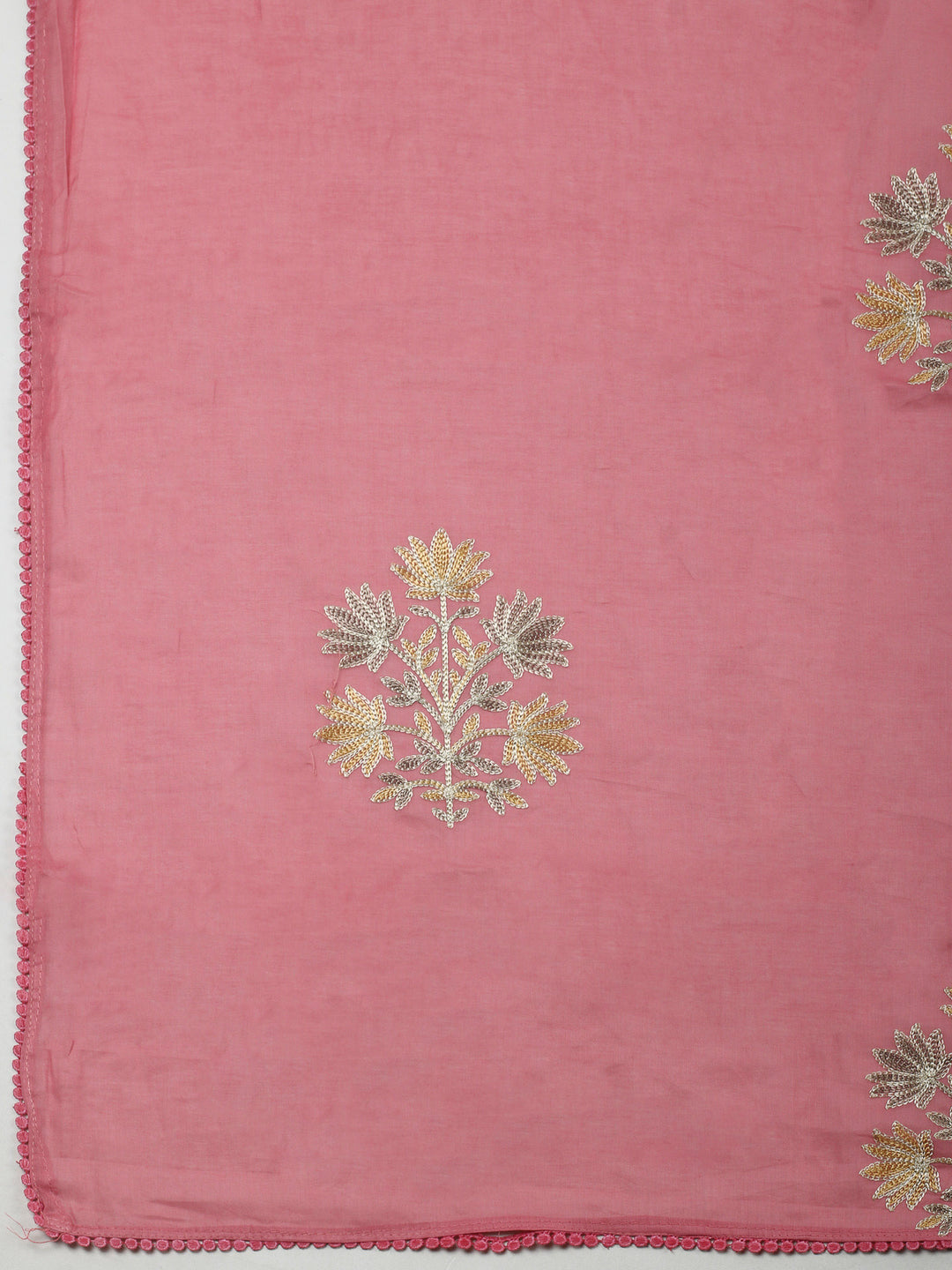 Beige Yoke Embroidery Cotton Blend Unstitched Dress Material