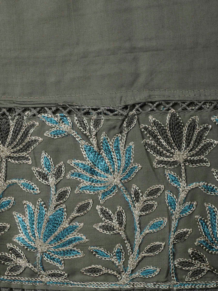 Black Yoke Embroidery Cotton Blend Unstitched Dress Material