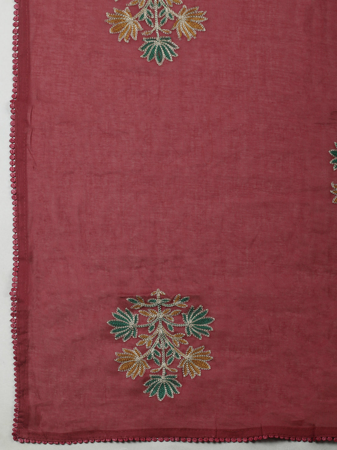 Mustard Yoke Embroidery Cotton Blend Unstitched Dress Material