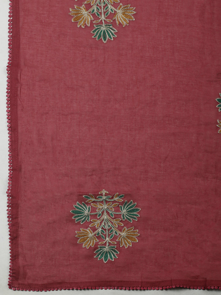 Mustard Yoke Embroidery Cotton Blend Unstitched Dress Material