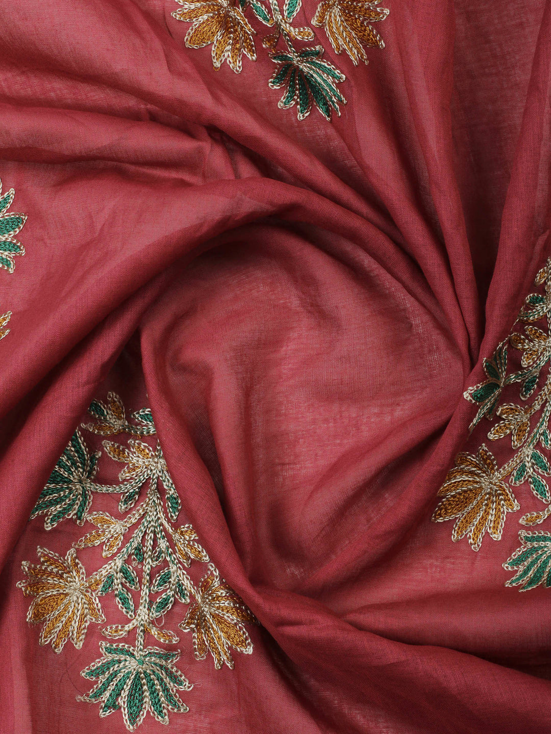 Mustard Yoke Embroidery Cotton Blend Unstitched Dress Material