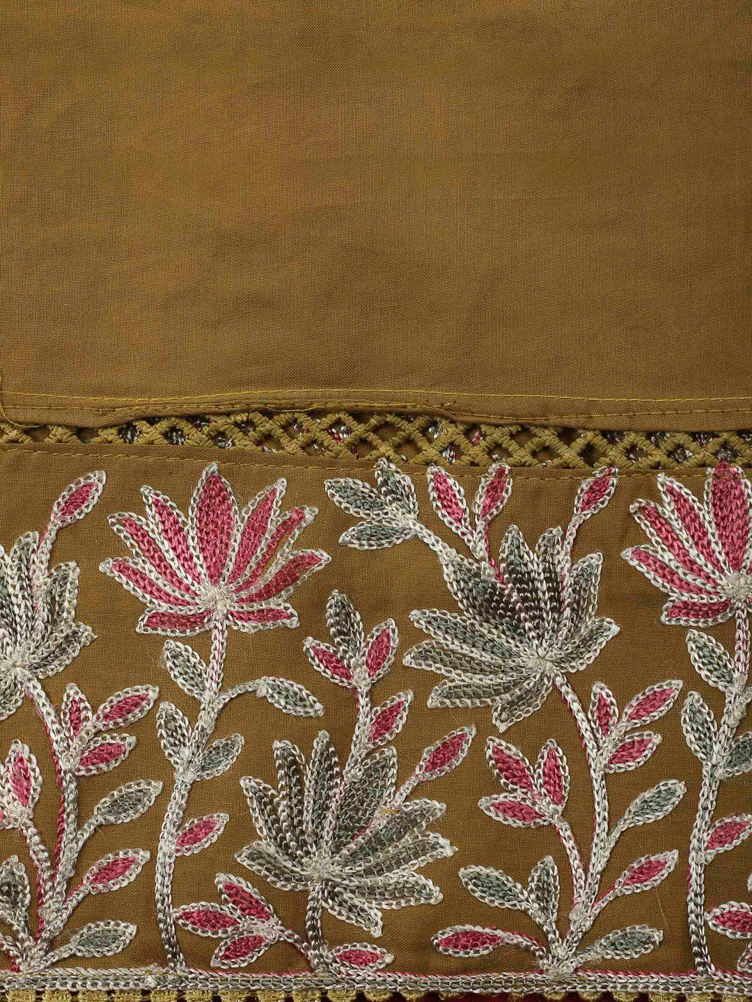Pink Yoke Embroidery Cotton Blend Unstitched Dress Material