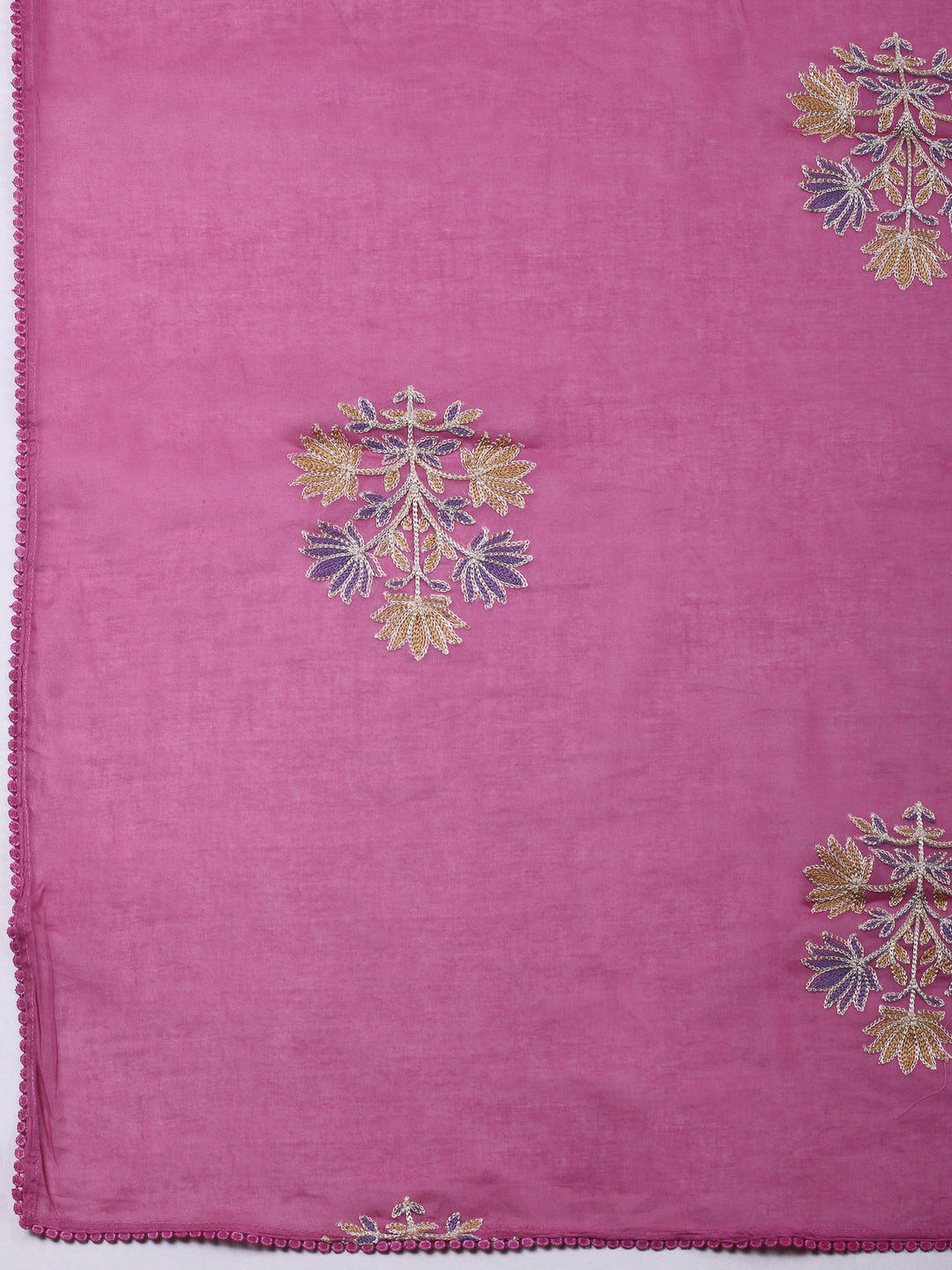Purple Yoke Embroidery Cotton Blend Unstitched Dress Material
