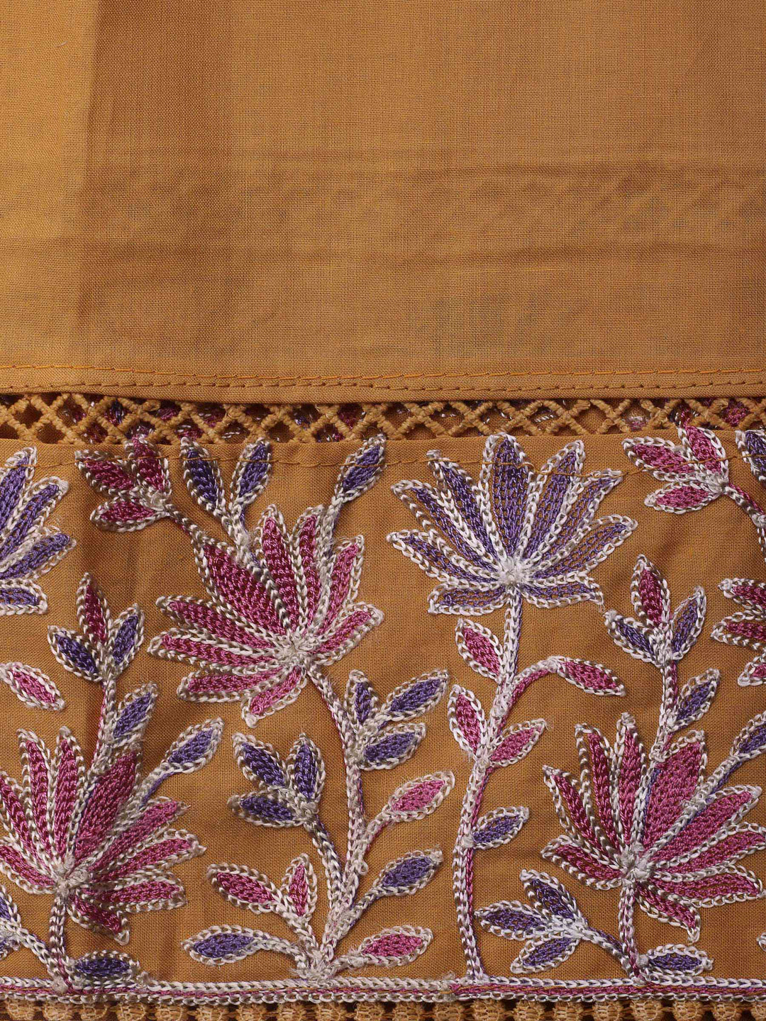 Purple Yoke Embroidery Cotton Blend Unstitched Dress Material