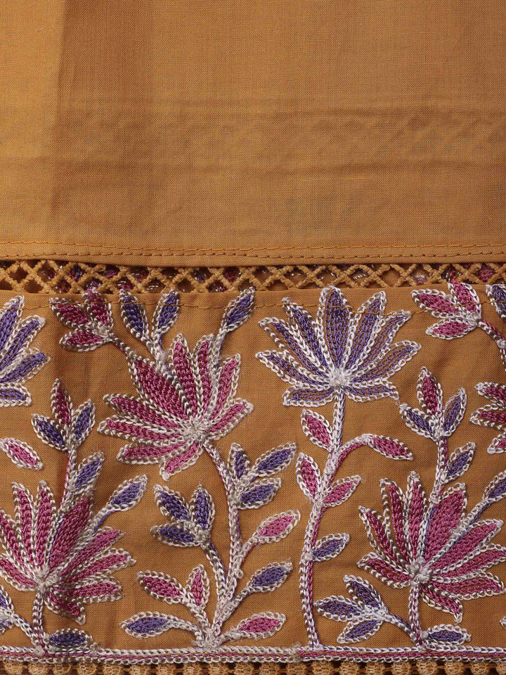 Purple Yoke Embroidery Cotton Blend Unstitched Dress Material