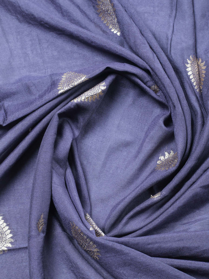 Hyacinth Embroidered Chanderi Unstitched Suit &amp; Pant With Banarsi Dupatta