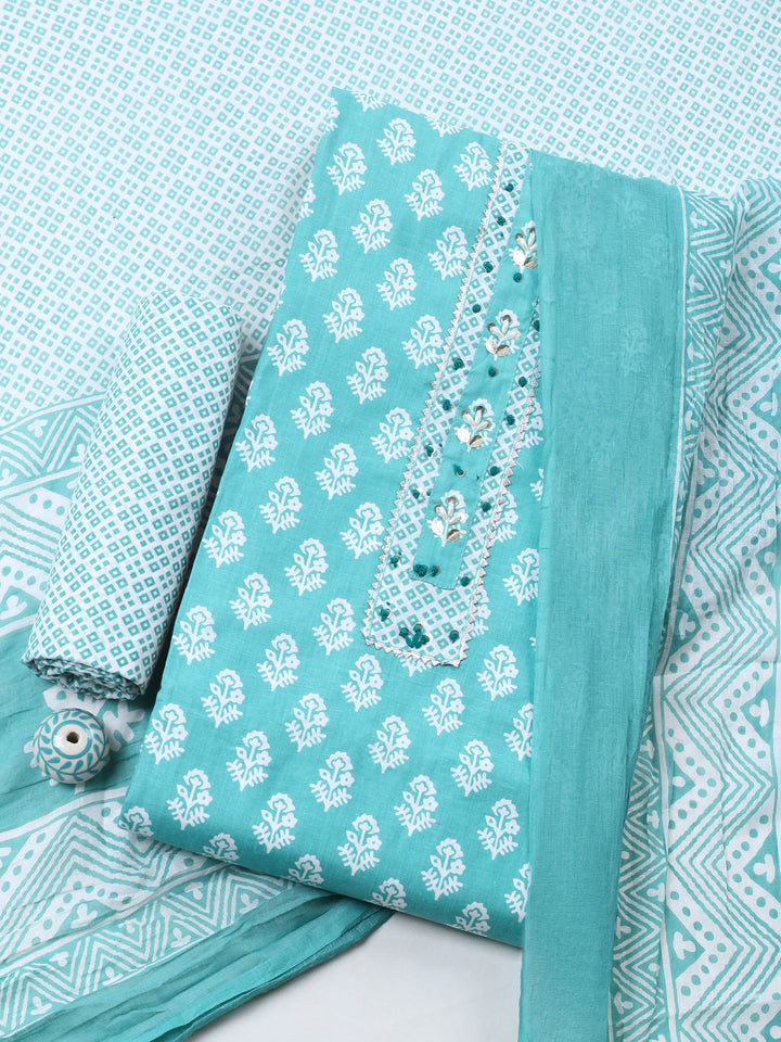 Embroidered Cotton Blend Unstitched Suit With Dupatta