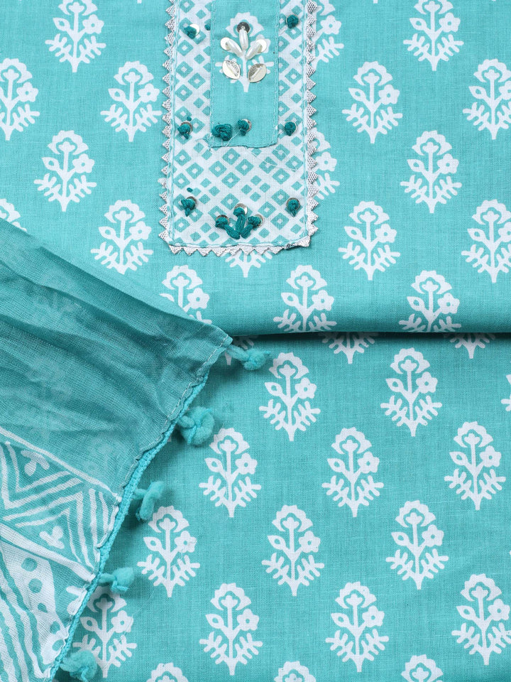 Embroidered Cotton Blend Unstitched Suit With Dupatta